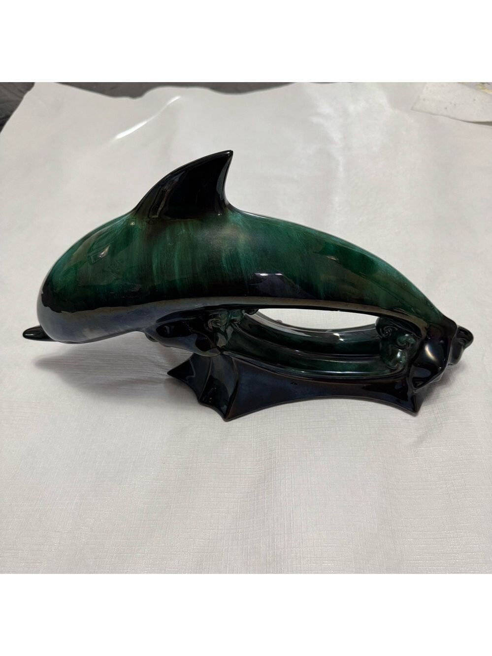 VINTAGE BLUE MOUNTAIN POTTERY LARGE DOLPHIN
Green & Black GLAZE almost 17”